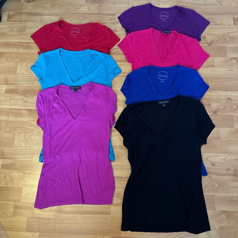 set of 7 INC v-neck tops